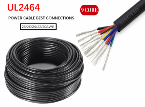 9 dây lõi Đen Cáp tín hiệu dây cách điện PVC vỏ bọc đèn LED cáp điện ul2464 18/20/22/24/26/28AWG