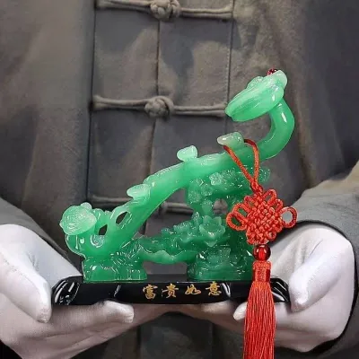 👍全城最低价🔥🔥🔥玉如意摆件🔥开运开业送礼精选🔥客厅玄关博古架电视酒柜招财书房小工艺装饰品乔迁礼物/风水/玉色/富贵如意/FENGSHUI/OFFICE & HOME DECORATION/GIFT
