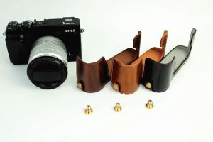 【NEW F】Fashional Camera Bag Case For Fujifilm XE2 X-E2 X-E1 XE1 PU Leather Half Body Set Cover With Battery Opening