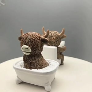 Durability Resin Toilet Seat Cow Statue Bathroom Ornamentation Sculpture With Smooth Surfaces Easy To Clean for Counter top