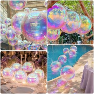 FXUP 10/12/22/32/50 inch Bong Bóng Giấy 4D Cầu vồng Holographic Bong Bóng Tròn Sáng tạo Tạo cảnh Bong Bóng Khí Khổng Lồ Trang trí tiệc