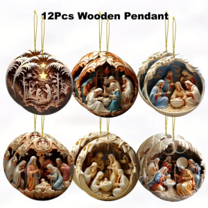 3D Jesus Nativity Scene Christmas Tree Ornament The Birth of Jesus Decor Religious Decor for Home