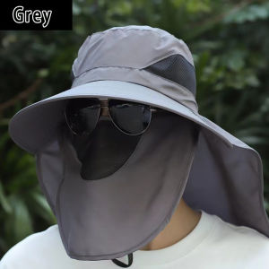 Outdoor Windproof Sun Hat Fishing Hat For Mens Womens Outdoor Fisherman Hats Outdoor Hiking Hat Anti-UV Flap Hats Full Face Cover Protection Waterproof Cap Topi Memancing 渔夫帽 遮阳帽