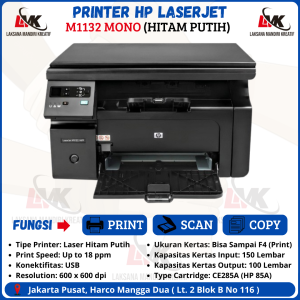 Mesin Fotokopi Mini Merek HP Laser Jet M1132 Siap Pakai Toner Full 100% Mesin Komplit - Printer Laserjet M1132
