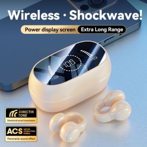 GLOWLITE Clip-On Design Bone Conduction Headphones Charging Earphones Bluetooth5.4 Bluetooth Headset Wireless Headphones 9D Stereo Bass Sports Earphones Sport Use