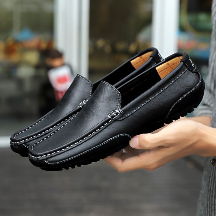 2025 Leather Men Casual Shoes Luxury Brand comfortable Slip on Formal Loafers Men Moccasins Italian Soft Male Driving Shoes