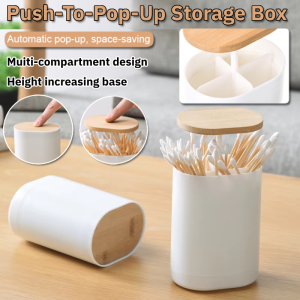 Push-To-Pop-Up Storage Box Press Type Toothpick Cotton Swab Box Portable Toothpick Dispenser Household Toothpick Holder Container