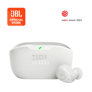 JBL Wave Buds true wireless Bluetooth earbuds with a built-in microphone and a semi-in-ear design.