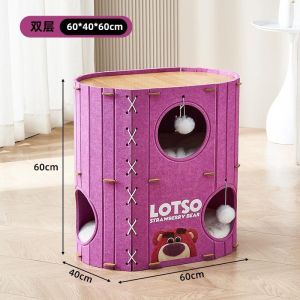 Lotso Strawberry Bear Cat Tree Hole Cat House Cat Nest Cat Scratching Board Cat Climbing Frame