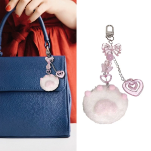 Phong Cách đồ treo móc khóa Charming móng vuốt mèo Mặt Dây Chuyền Thanh Lịch Ribbon Keyring Trang Trí Phụ kiện túi Cho Phụ Nữ Và Cô Gái