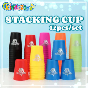 KiddoZone 12PCS Speed Stacking Cup Quick Stacks Cup Professional Flying Cup Glass Set Sport Kids Toys Fast Game Challenge