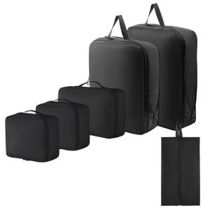 [Ready]6Pcs Set Travel Storage Bag/Compression Luggage Storage Bag/Compression packing cube/Waterproof Packing Cube