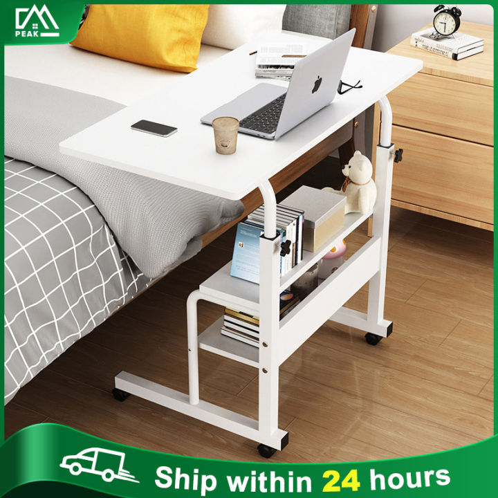 Bedside Adjustable Height Laptop Table With Wheel Side Table Bedroom