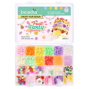 1 Set Soft Clay Acrylic Fruit Party Clay Beads Kit for Jewelry Making Bracelets Necklaces DIY Crafts