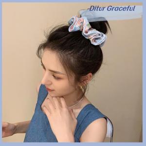 Ditur Korean Fashion Floral Scrunchies Women Girls Elastic Hair Rubber Band Accessories Tie Hair Ring Rope Headdress Headwear