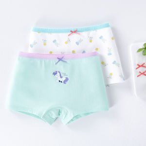2pcs Set Underwear for Kids Girls New Cute Cotton Ribbon Unicorn Mermaid Design Boyleg Panty in a Pouch for Girls Fashion