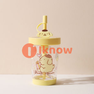 I Know Sanrio แก้วสำหรับเดินทางสีสันสดใสแก้วแบบมีหลอด Cinnamoroll การ์ตูนน่ารักถ้วยน้ำ Kuromi (535มล.)