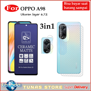 Tempered Glass  Anti Spy Oppo A98 Promo Paket 3in1 Antigores layar + Antigores camera + Skincarbon