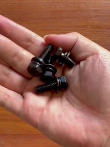 HCdailyToolsMix M3 M4 M5 M6 M8 Black 304 Stianless Steel Cross Recessed External Hexagon Head Screw Bolt With Flat Washers Spring
