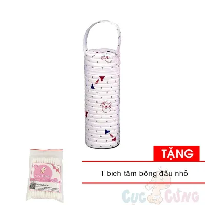 Ủ bình sữa đơn - ủ bình cổ nhỏ (ủ được bình 250ml) họa tiết ngẫu nhiên lõi xốp TẶNG 1 bịch tăm bông Cục Cưng cho bé