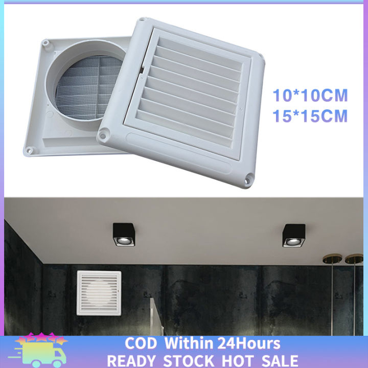 Tech Drive Vent Louvered Outdoor Dryer Vent Cover For Exterior Wall Vent Hood Outlet Airflow Vent, 4 Inch Duct Hood For Exhaust Ventilation, Cap Cover Plate Size Is 6inch X 6inch,White