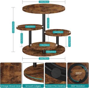 4 Tier Round Cupcake Tower Stand Rotatable Cupcake Stand for 55 Cupcakes Wooden Dessert Display Platter Fruit Tray Tea Tray Serving for Party Birthday Graduation Baby Shower Wedding
