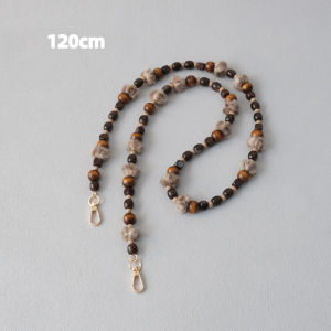 Winter New Fashion Woman Bag Accessory Brown Wood Beaded Chains Cute Acrylic Luxury Strap Women Warm Bag Shoulder Handle Chain