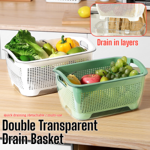Household foodgrade double thickened dishwashing basket transparent light luxury vegetable basin