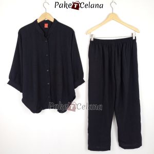 One set wanita crinkle airflow melar tebal lembut BB 60 - 80 kg LD 120 - 125 setelan jumbo busui