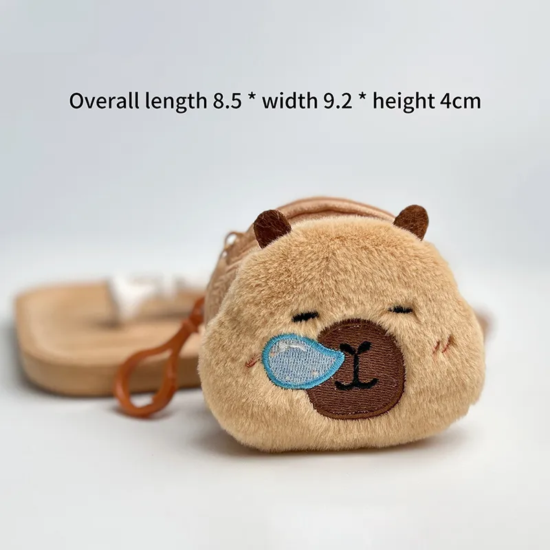 HFTOY Cute Cartoon Creative Capybara Plush Coin Purse Zipper Purse Keychain  Small Headphone Lipstick Bag Mini Wallet Money Bag Gifts