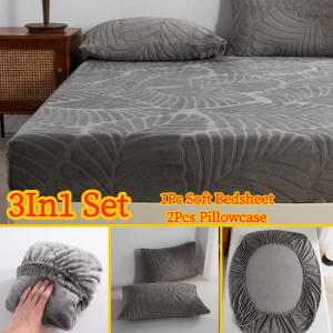 Three-Piece Set Bed Sheet Bag Thicken Milk Velvet Mattress Cover Single Queen King Simmons Mattress Protective