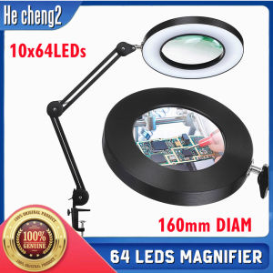 10X Magnifying Glass with Light and Clamp 3 Color Modes 10 Brightness Adjustable Magnifying Desk Lamp