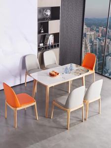 ⭐SG SALES⭐ Sintered Stone Solid Wood Nordic Dining Table Kitchen Table And Chair Sintered Stone Dining Table Marble Dining Table Scratch Resistant