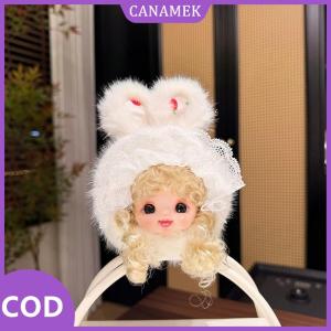 CANAMEK✨ Thỏ tai xoăn tóc Vinyl Búp bê mặt dây chuyền Ren Phong Cách Ba Lô Móc áo cô gái dễ thương phòng bàn túi trang trí