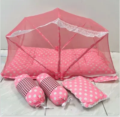 Baby Kelambu Set with Mattress & 3 Pillows | Soft Cotton | Portable Baby Bedding | 10 Colours