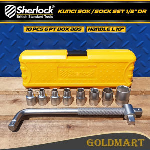 Kunci Shock Set Original Sherlock Kunci Sok/sock 10 pcs 1/2 inch 6PT box ABS