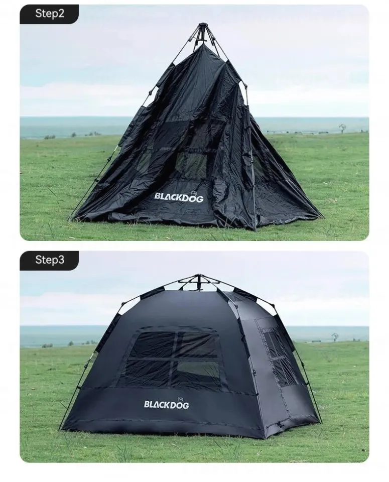 BLACKDOG Black Vinyl Automatic Tent Portable Folding Doors