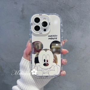 Mrhaha gương vỏ điện thoại cho Samsung s24 ultra s23fe s23 ultra a55 a54 a51 a32 a35 a34 a25 a24 a15 a14 a13 a12 a10s a05s a03 a02s 4g 5g hoạt hình dễ thương chuột phong cách ins rõ ràng tối giản tiên tiến gương vỏ điện thoại silicone bảo vệ bìa
