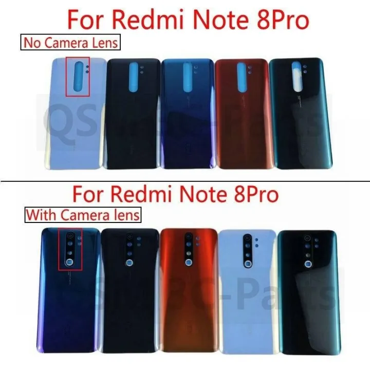 Glass Back Cover For Xiaomi Redmi Note 8 Pro Battery Door Rear Housing Panel With Camera Lens Replacement M1906G7I M1906G7G - 509