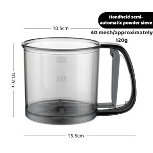 Kitchen Flour Sieve Handheld Semi-automatic Sugar Sifter Powder Shaker Handle Measuring Cup Making Tool
