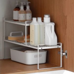 Home Signature White Iron Rack Simple Non-Perforated Layered Floor Seasoning Rack Kitchen Racks Dish Rack Storage Rack Drain Rack