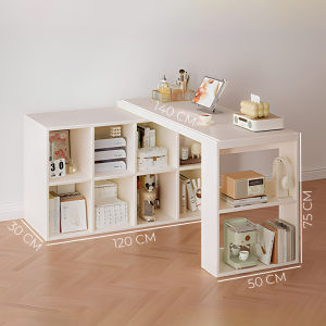 Bàn làm việc kết hợp tủ sách hiện đại chắc chắn chất liệu gỗ MDF màu full trắng - GP368