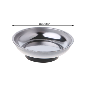 Stainless Steel Round Magnetic Parts Tray Bowl Dish Garage Holder Tool Organizer