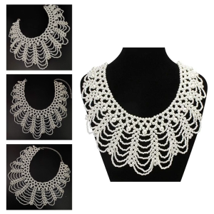 Womens Multi Layered Handmade Pearls Body Chain Shoulder Necklace Choker Elegant Collar Body for Wedding Parties