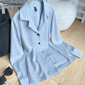 AB [ready stock] Baju Lengan Panjang Musim Luruh Wanita - Gaya Profesional OL Kasual Hitam dengan Rekaan Leher V