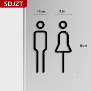[COD] SDJZT สีดำทองสีห้องน้ำป้ายจานทองเหลืองล้างห้องประตูสติกเกอร์ WC Holder signage BOARD