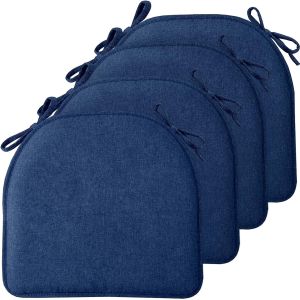 TushGuard Chair Cushions 4 Pack Memory Foam Chair Pads Seat Cushion Kitchen Chair Cushions Set of 4 Anti-Slip Backing & Fixed StrapsGrey