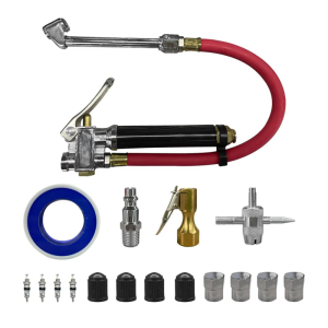 Tire Inflator and Deflator with Double Chuck and Builtin Magnified Gauge Tire Filler with Hose 10 – 120PSI