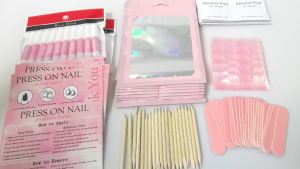 Nail Supplies Kits(140pcs20set-pink) Professional Mani Press On Nail Tool Kit with Nail FileAdhesive TabsNail GlueSticks Prep PadsBagsCards