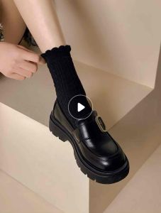 [CÓ SẴN] Giày lười/ loafer/ giày moca da có vân trang trí khoá màu đồng gót cao 4.5 cm thanh lịch trang nhã vintage